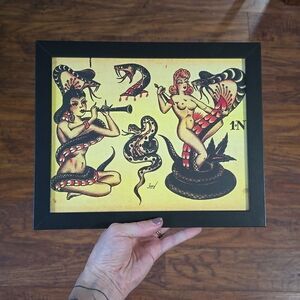 NWT, Framed American Traditional Style Tattoo Flash Art